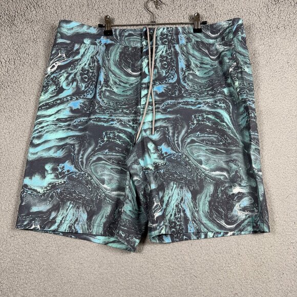 Huk Short Men 38 Blue Camo Performance Lightweight Fishing Drawstring Pursuit - Picture 1 of 11